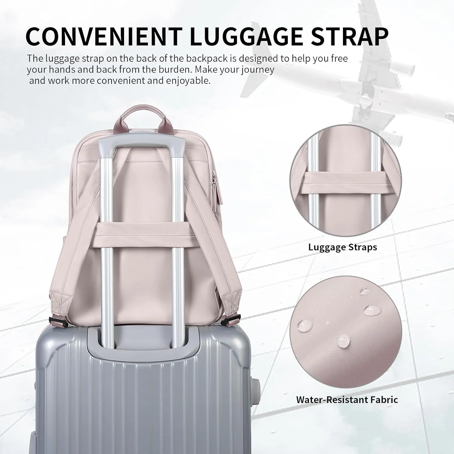 GOLF SUPAGS Laptop Backpack Purse for Women Fits 14 Inch Notebook Casual Daypack Work Travel College Bookbag Fashion Computer Bag (Grey Pinkish, 14 Inch)