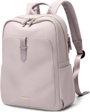 GOLF SUPAGS Laptop Backpack Purse for Women Fits 14 Inch Notebook Casual Daypack Work Travel College Bookbag Fashion Computer Bag (Grey Pinkish, 14 Inch)