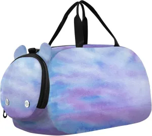 Gradient Blue Purple Duffel Bag with Shoes Compartment Large Capacity Overnight Weekender Carry On Travel Bag for School Practice, Sports, Travel