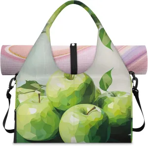 green fruit Women's Yoga Gym Bag - Adjustable shoulder strap with shoe compartment, large gym bag with multiple pockets for yoga mat, gym equipment and travel accessories