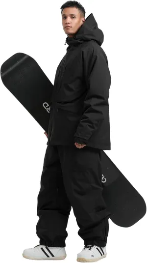 GSOU SNOW Mens Ski Jacket and Pants Set Ski Suit Snowboard Bibs Snowsuit Snow Coats Waterproof Hooded