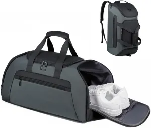 Gym Bag for Men, 40L Sports Travel Duffel Bag with Shoe Compartment & Wet Pocket, Gym Workout Backpack Carry On Weekender Bag Overnight Backpack for Travel, Grey
