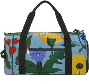 Gym Bag for Men Women Travel Duffle Bag Lightweight Weekender Duffel Bag Garden Flower Pattern Carry on Bag