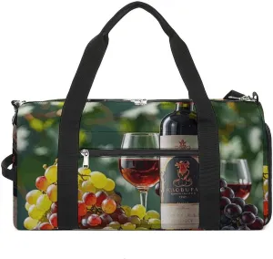 Gym Bag for Men Women Travel Duffle Bag Lightweight Weekender Duffel Bag Spectacles Red And White Wine Carry on Bag