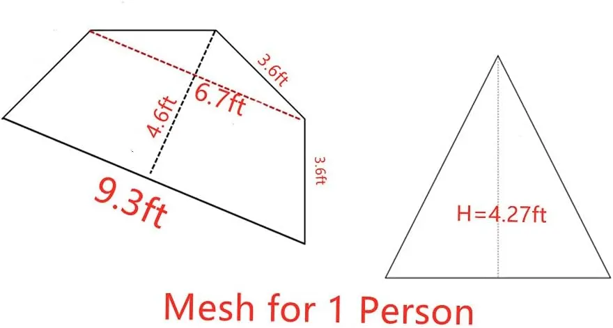 Half Octagonal Mesh Net for 4 Person Tipi Tent 2 Person Mesh Camping and Hiking