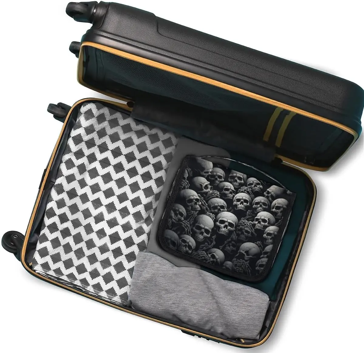 Halloween Skull Print Travel Toiletry Bag with Hanging Hook Waterproof Cosmetic Bag Makeup Organizer Travel Containers for Toiletries