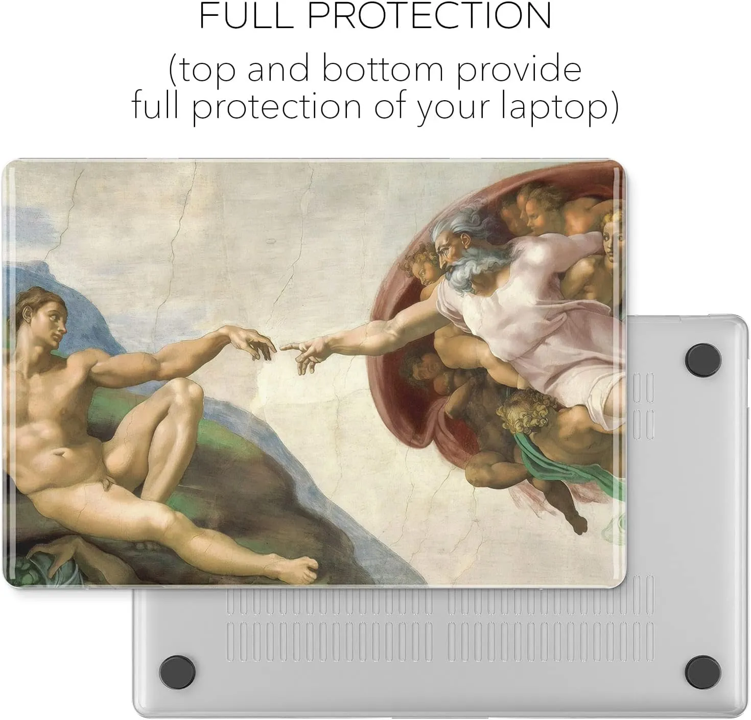 Hard Case Compatible with MacBook Air 13 2020 A2337 A2179 Mac Pro 16 2021 A2141 2019 2018 Pro 15 inch 12 Shell Clear Painting Glossy Retina The Creation of Adam Renaissance Cover Michelangelo