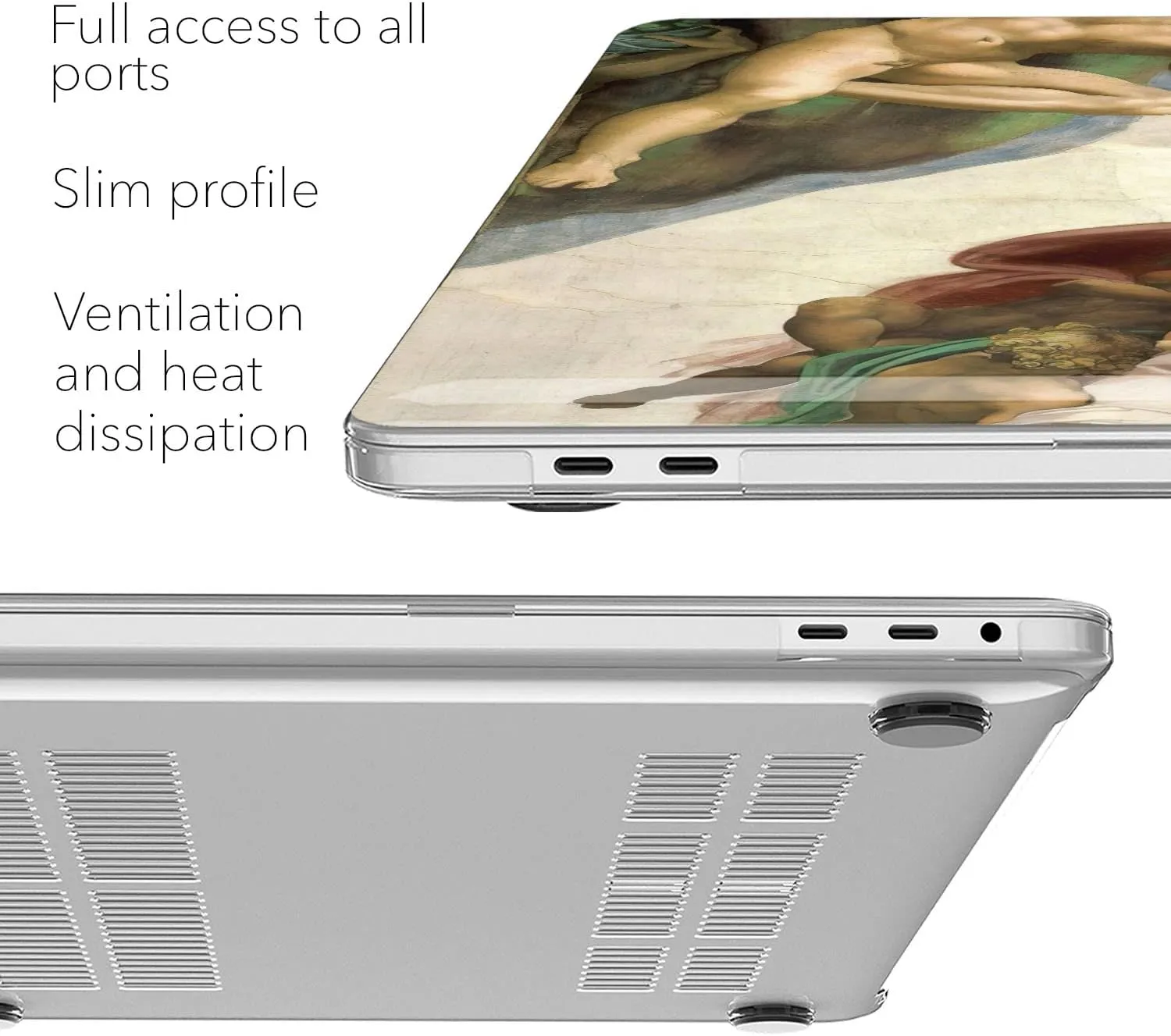 Hard Case Compatible with MacBook Air 13 2020 A2337 A2179 Mac Pro 16 2021 A2141 2019 2018 Pro 15 inch 12 Shell Clear Painting Glossy Retina The Creation of Adam Renaissance Cover Michelangelo