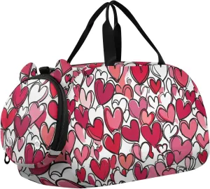 Heart Love Gym Duffel Bag with Shoes Compartment Multifunctional Overnight Weekender Carry On Travel Bag for Travel, Swimming, Dance, Ballet