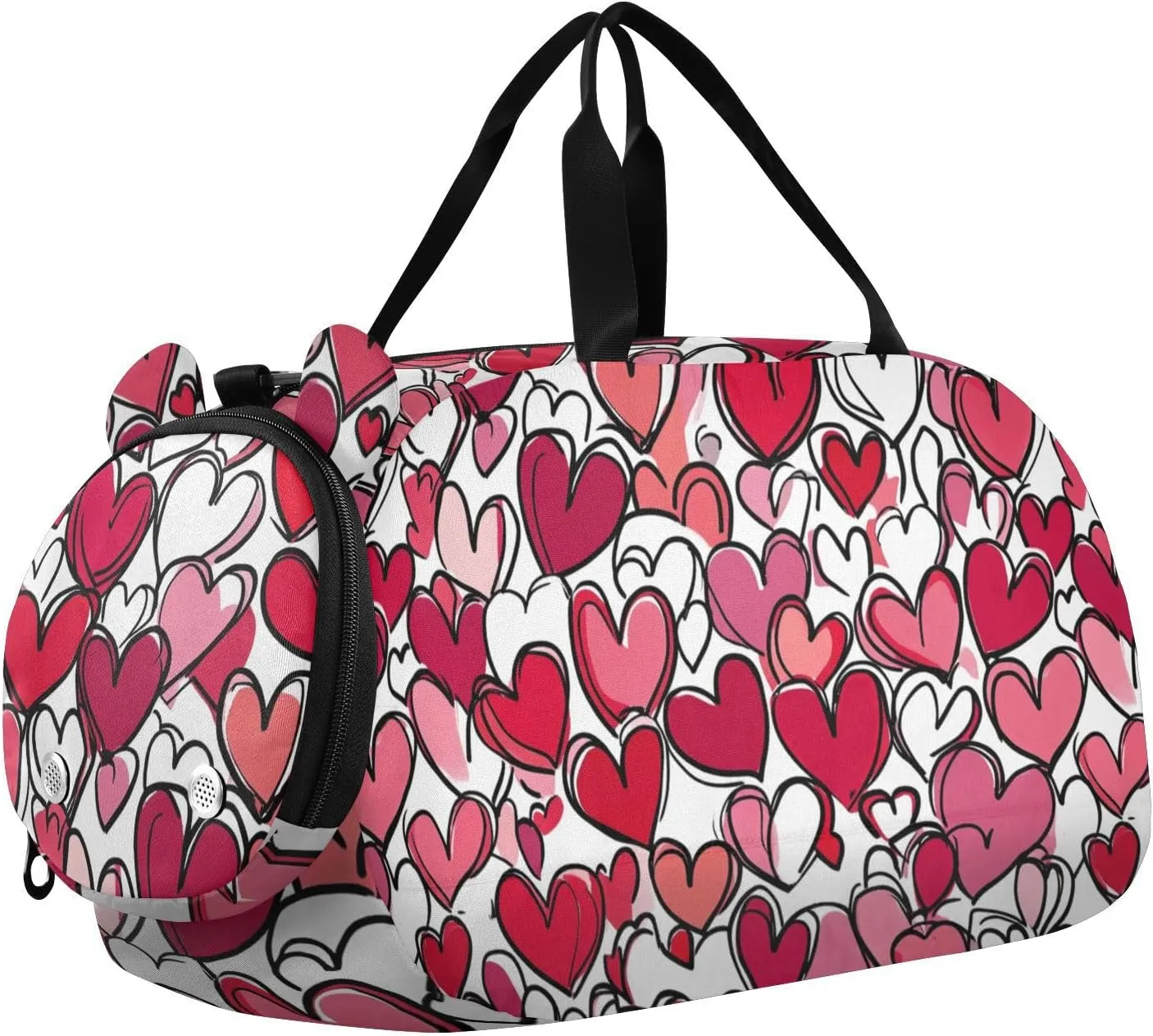 Heart Love Gym Duffel Bag with Shoes Compartment Multifunctional Overnight Weekender Carry On Travel Bag for Travel, Swimming, Dance, Ballet