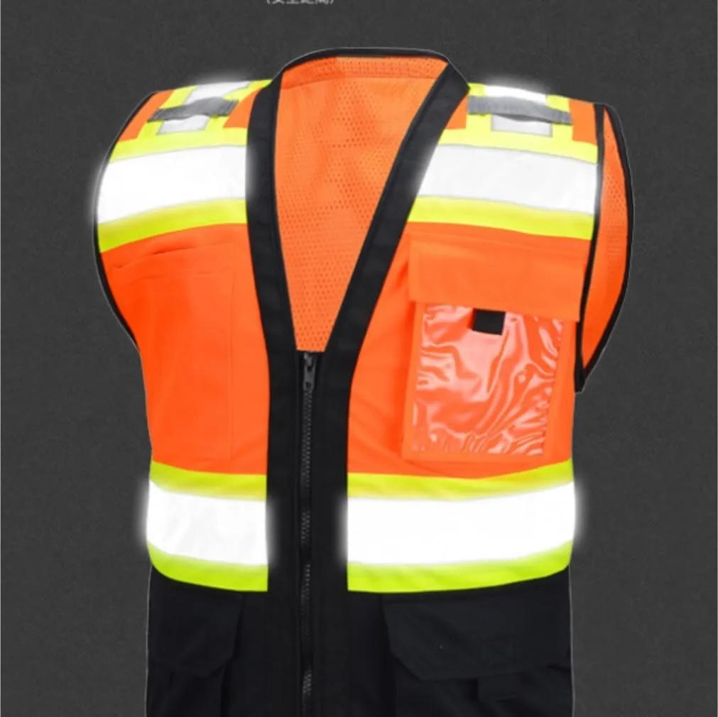 Hi Vis Vests, Zipper Vest Traffic Security Construction Reflective Clothing Reflective Safety Vest