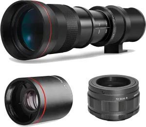 High-Power 420-1600mm f/8.3 Manual Telephoto Zoom Lens for Canon EOS R, EOS R3, EOS R5, EOS R6, EOS R6 II, EOS R7, EOS R8, EOS R10, EOS R50, EOS R100, EOS RP Mirrorless Cameras