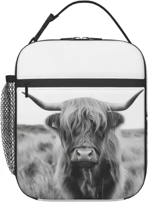 Highland Cow Lunch Bag for Boys Girls Kids, Insulated Portable Reusable Lunch Box Tote Kit Waterproof Cooler Bag for School Picnic Office Travel Working