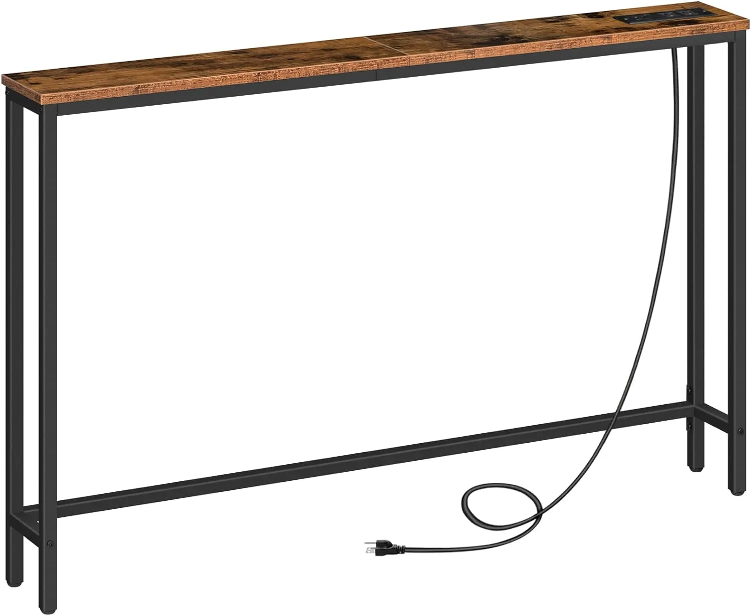 HOOBRO 47.2" Skinny Console Table with Power Outlets and USB Ports, Table with Charging Station, Narrow Sofa Table, Behind Couch Table, for Entryway, Hallway, Foyer, Rustic Brown BF15XG01G1