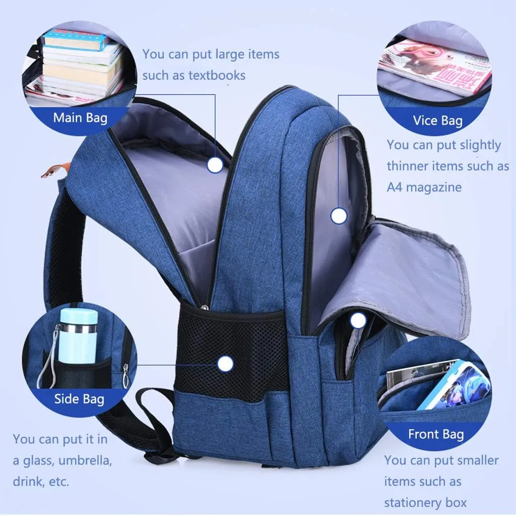 HOPYOCK-Kids Backpacks for Boys,Multi-Pocket Primary and Middle School Bookbags for Boys with Reflective Design,Fit for 6-18 Years Old