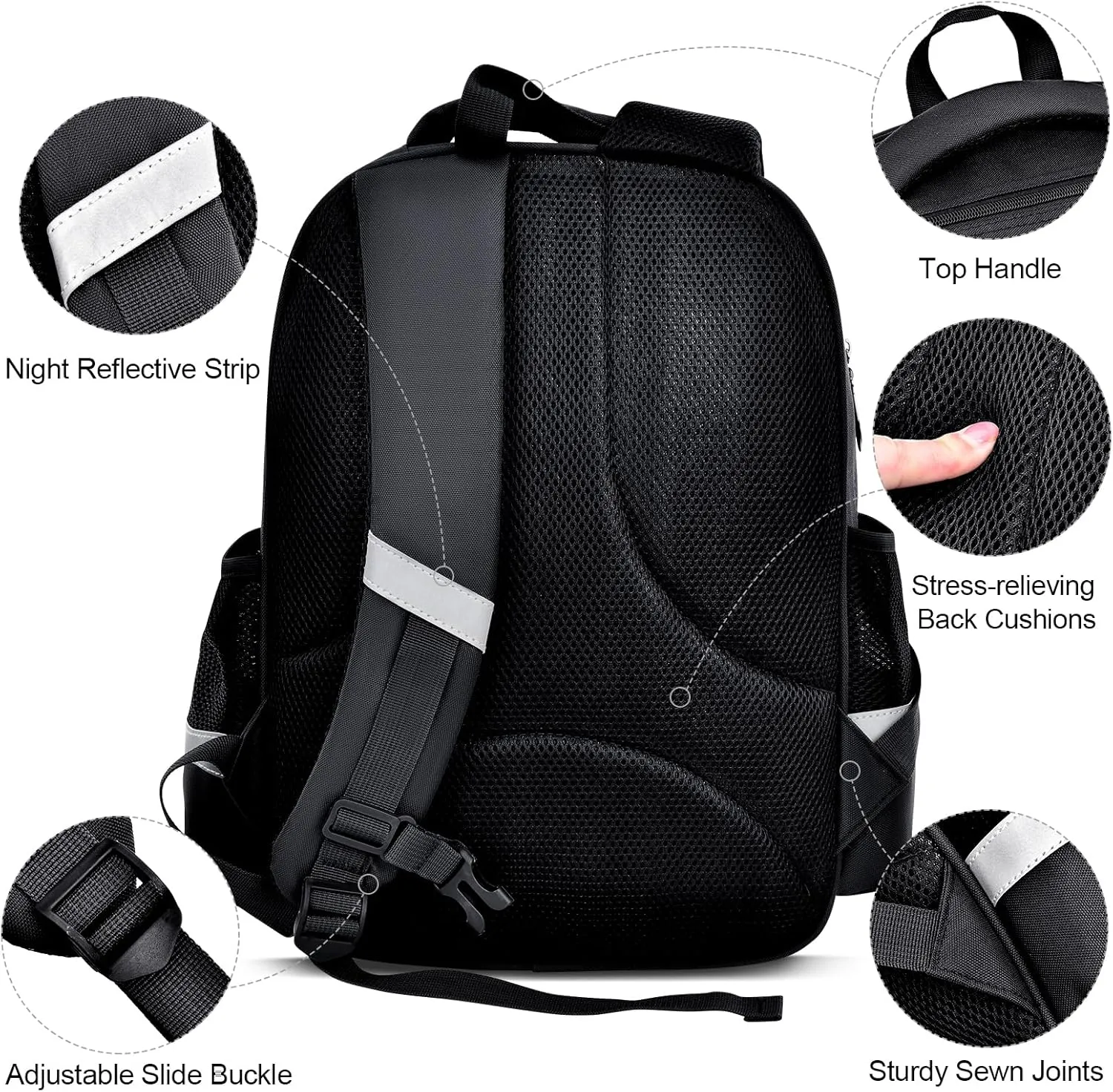 HOPYOCK-School Bags for Boys and Girls,Multi-Pocket Unisex Elementary School Backpack with Reflective Design,Kids Backpacks Fit for 4-12 Years Old