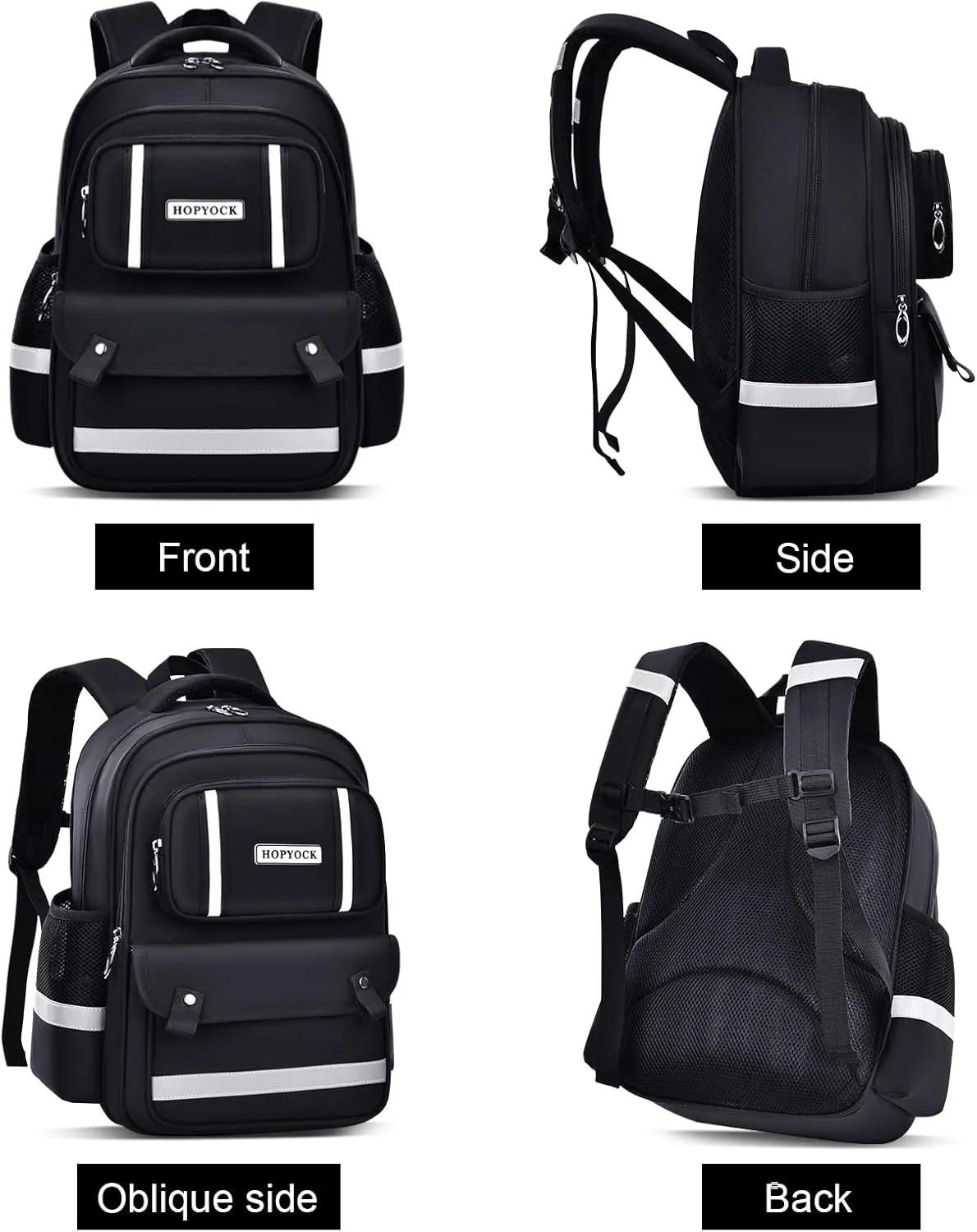 HOPYOCK-School Bags for Boys and Girls,Multi-Pocket Unisex Elementary School Backpack with Reflective Design,Kids Backpacks Fit for 4-12 Years Old