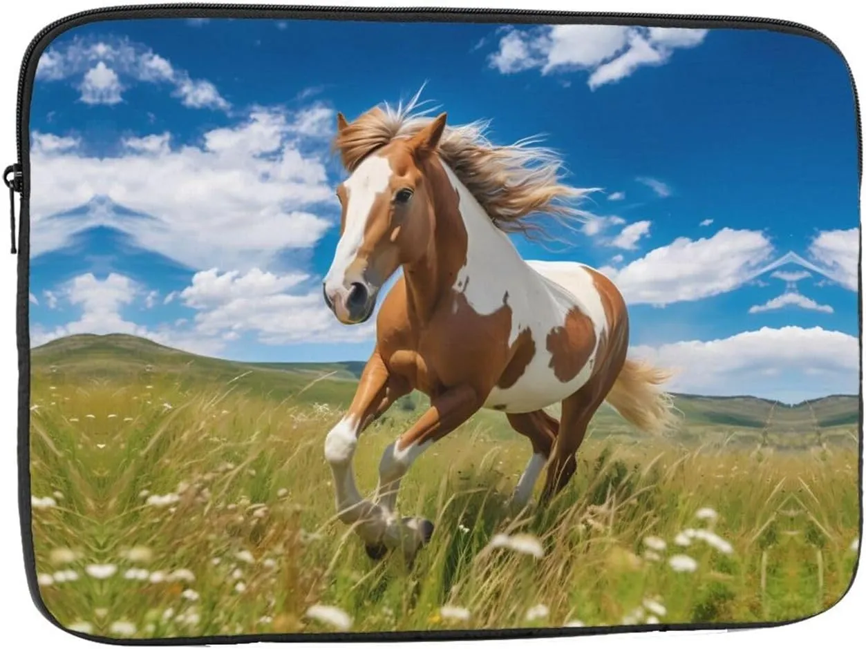 Horses on The Prairie Prints Shockproof Portable Laptop Sleeve Bag 15 inch - Protective Case for Men and Women's Business Travel, Office Daily Use