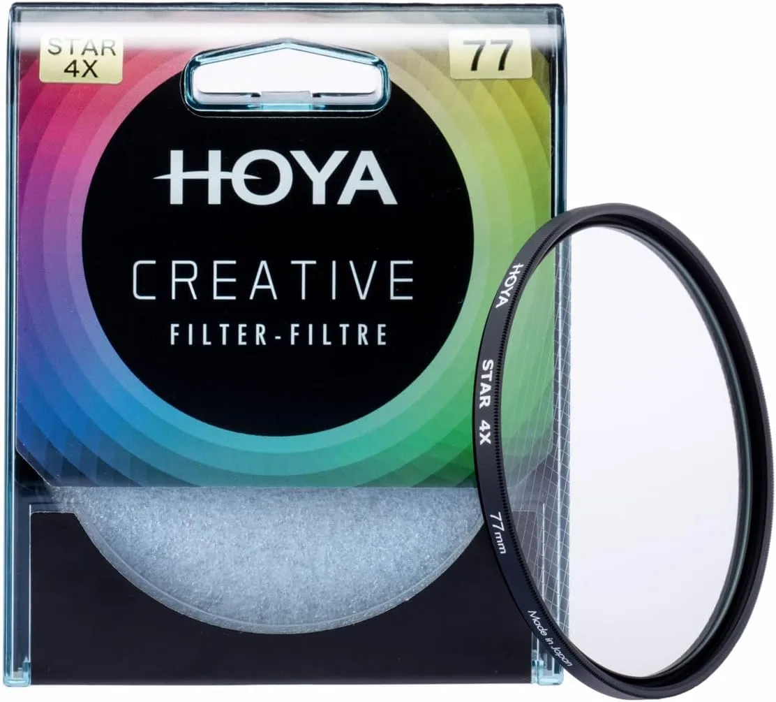 Hoya Star 4X Screw-in Camera Star Filter – 77mm Lens Filter Creates 4-Beam Light Effect – Multi-Coated & Slim Frame Cross Effect for DSLR & Mirrorless Cameras – Night & Creative Photography