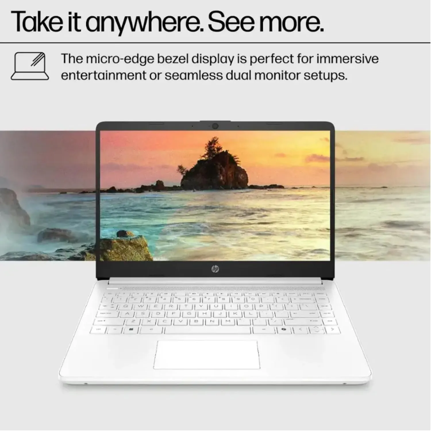 HP 14" Ultralight Student-Laptop, Laptops with 1Yr Office 365, Intel 4-Cores N4120 16GB RAM 320GB Storage (64GB eMMC 256GB Ghost Manta SD Card) Win11 White