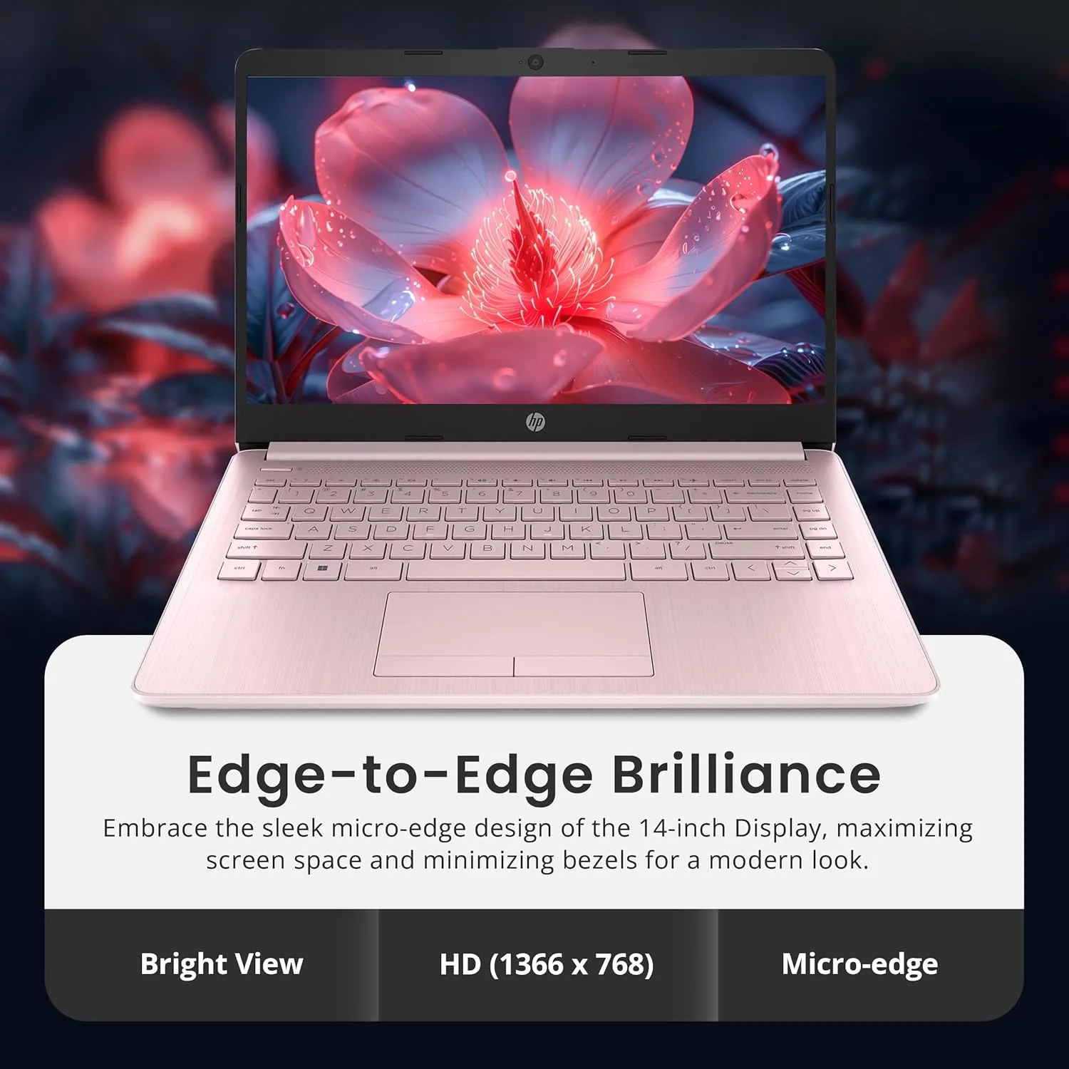 HP Flagship 14" Laptop with 1 Year Office 365 | 16GB RAM | 1.22TB Storage(64GB eMMC & 160GB Docking Station & 1TB Cloud Storage) | Intel 4-Core Processor| Webcam | Wi-Fi | Windows 11 | Pink