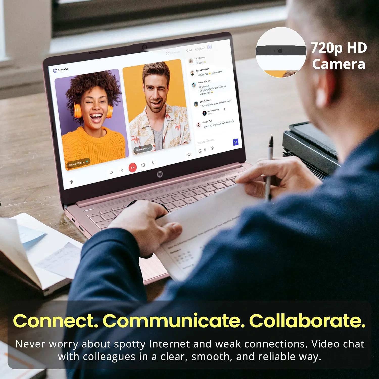 HP Flagship 14" Laptop with 1 Year Office 365 | 16GB RAM | 1.22TB Storage(64GB eMMC & 160GB Docking Station & 1TB Cloud Storage) | Intel 4-Core Processor| Webcam | Wi-Fi | Windows 11 | Pink
