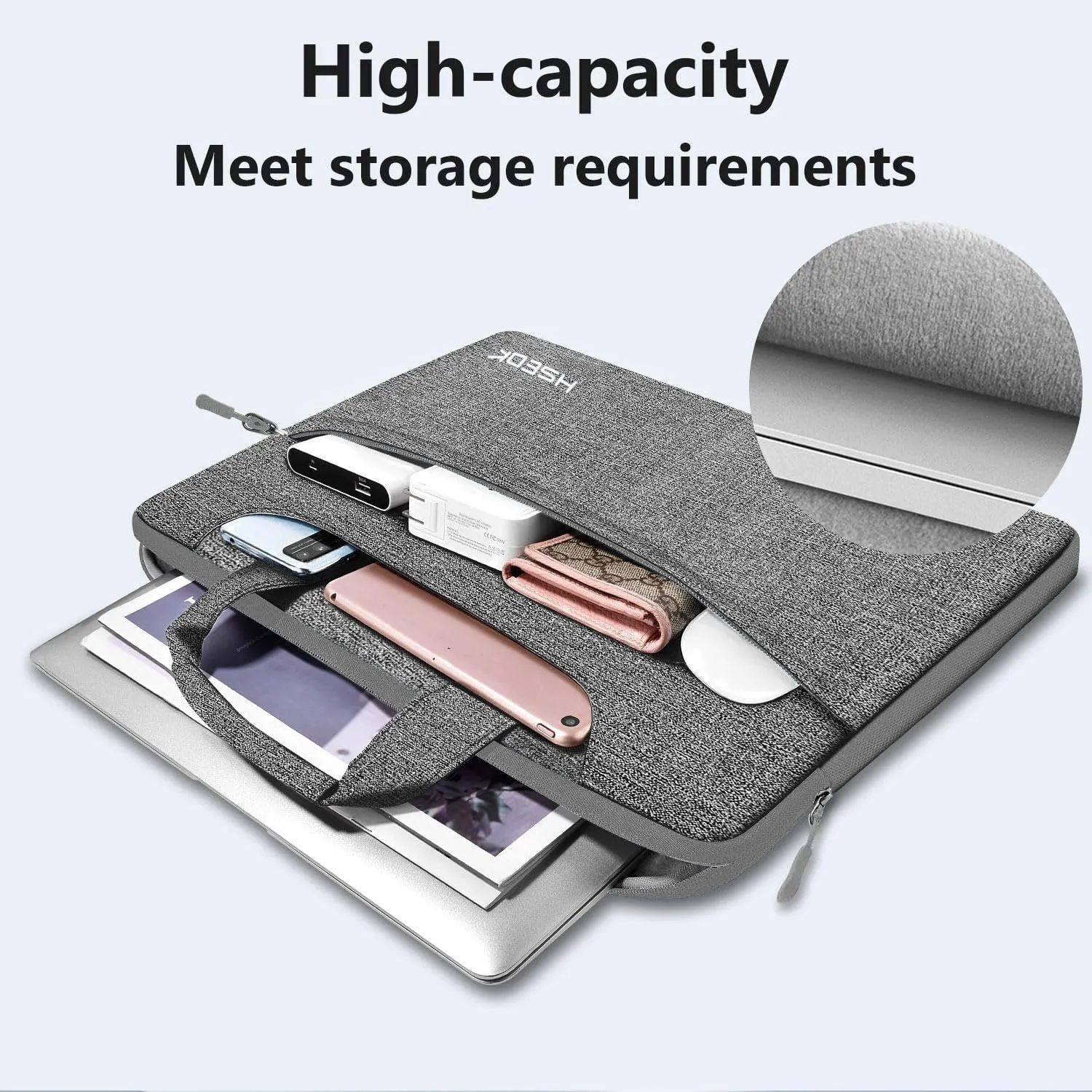 Hseok Laptop Shoulder Bag 15 15.6 16 Inch Briefcase, Compatible MacBook Pro 16 inch 2025-2019 M4 M3 M2 M1, Mac 15.4", XPS 15 and Most 15-16 inch Notebooks, Spill-Resistant Handbag, Dark Gray & Gray