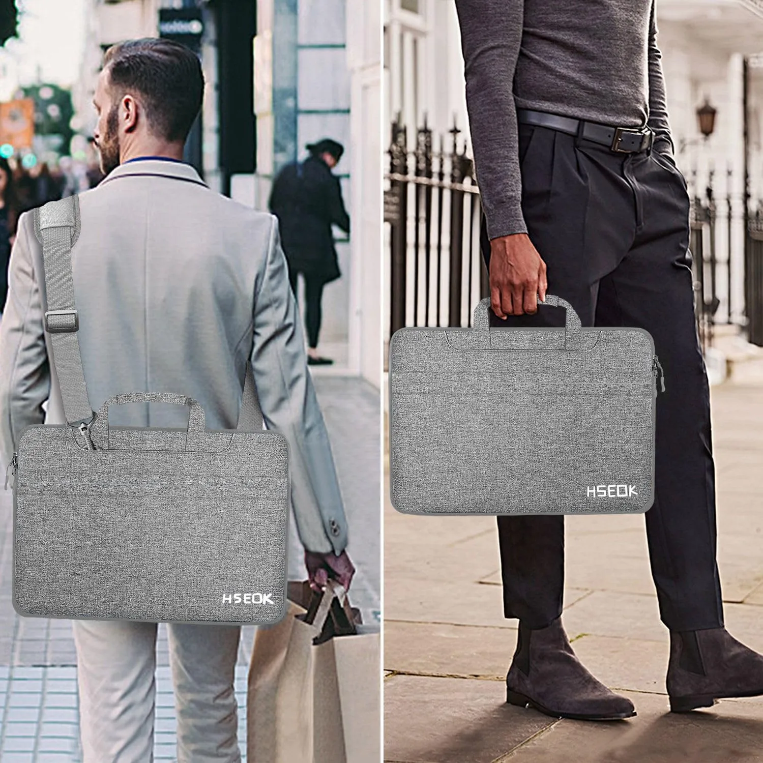 Hseok Laptop Shoulder Bag 15 15.6 16 Inch Briefcase, Compatible MacBook Pro 16 inch 2025-2019 M4 M3 M2 M1, Mac 15.4", XPS 15 and Most 15-16 inch Notebooks, Spill-Resistant Handbag, Dark Gray & Gray