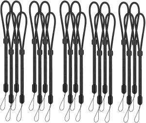 Hukado Hand Wrist Strap Lanyard, 20 Pack 9.5 inch Adjustable Nylon Wristlet Straps Keychain String for Cell Phone Case Holder, AirPods Pro 2 2022, Camera, Key, GoPro, USB Drive, Ski Glove (Black)