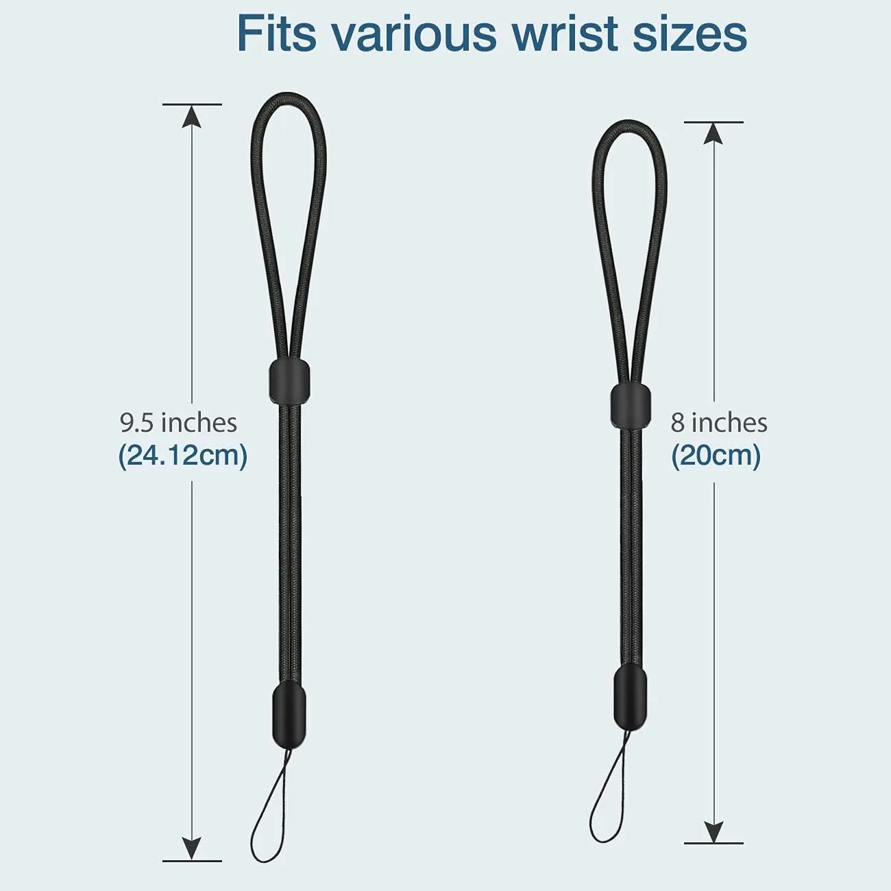 Hukado Hand Wrist Strap Lanyard, 20 Pack 9.5 inch Adjustable Nylon Wristlet Straps Keychain String for Cell Phone Case Holder, AirPods Pro 2 2022, Camera, Key, GoPro, USB Drive, Ski Glove (Black)