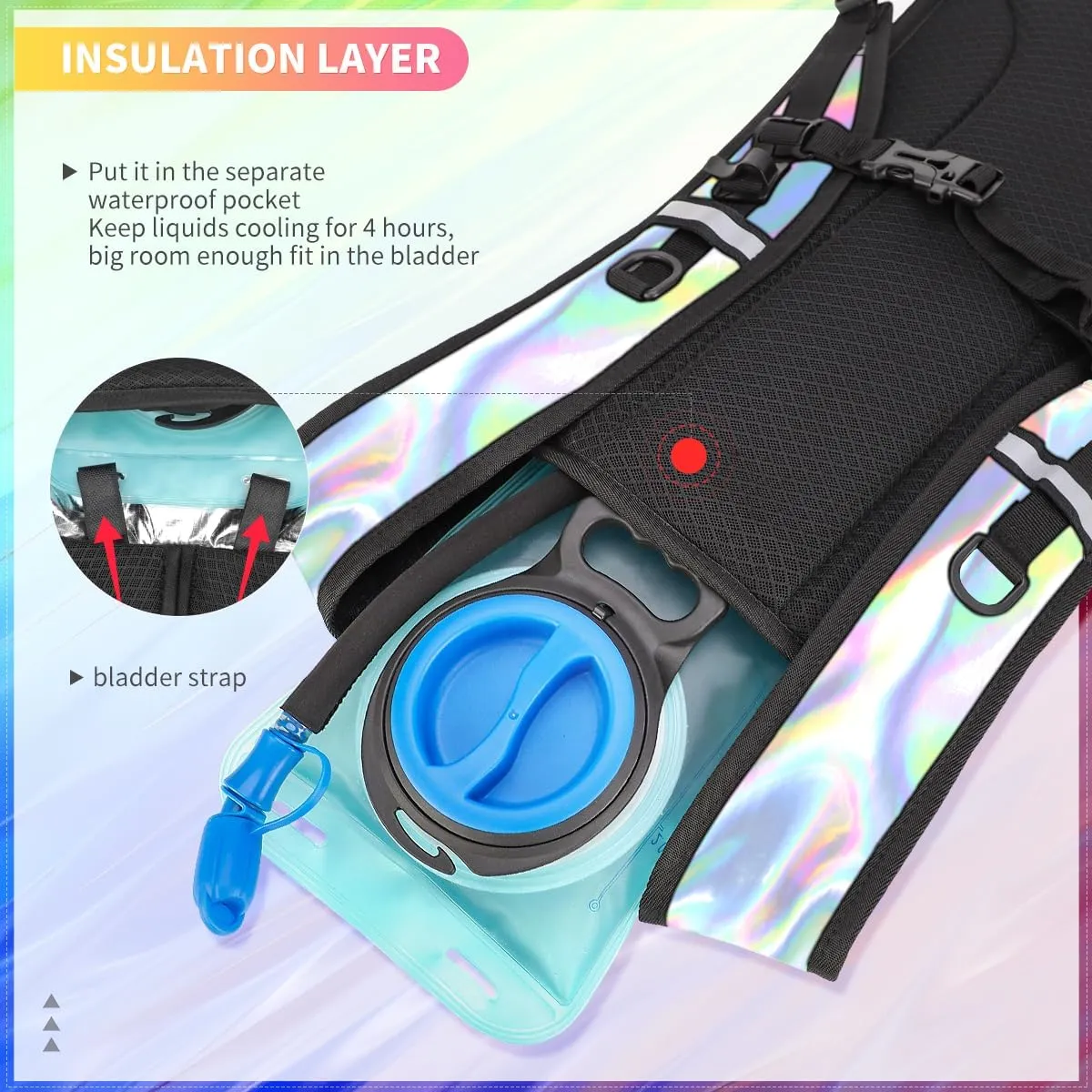 Hydration Backpack, Water Backpack with 2L Hydration Bladder, Rave Backpack Hydration Pack, Festival Essential for Raves, Hiking, Cycling, Climbing, Running, Outdoor, Camping and More
