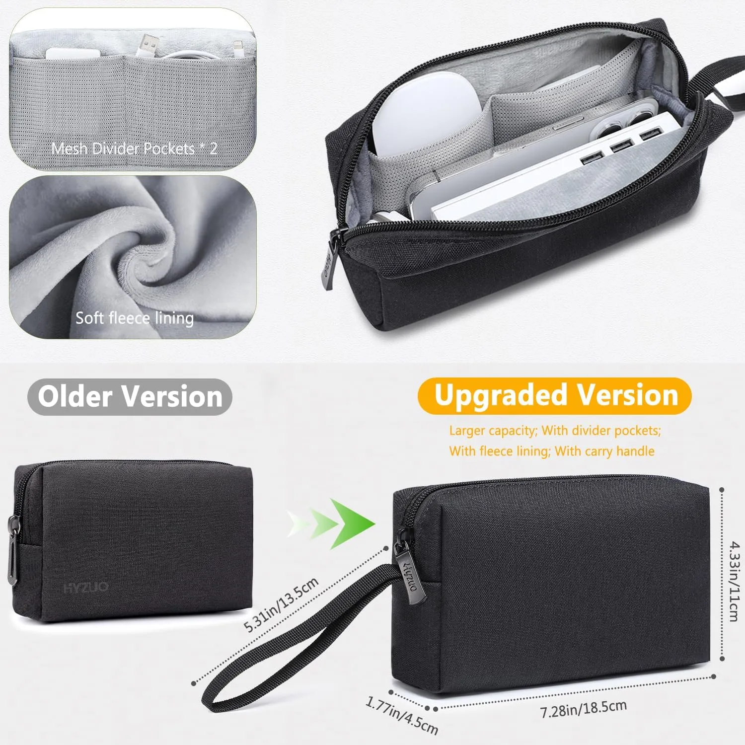 HYZUO 13.3-14 Inch Laptop Sleeve Bag Set for MacBook Pro 14 M4/M3/M2/M1, MacBook Air/Pro 13.3, 13.5"/13.8" Surface Book/Laptop, Notebook Case for 13.3" HP Dell Lenovo Asus Acer, Black
