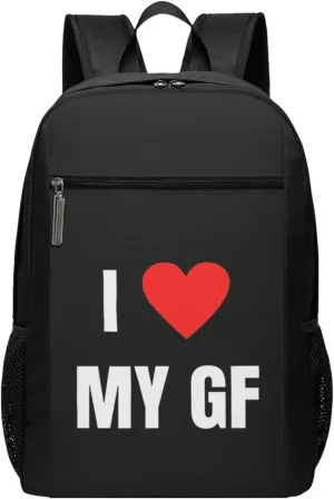 I Love My GF Girlfriend Travel Laptop Backpack, Business Anti Theft Slim Sturdy Laptops Backpacks, College Computer Bag Gift for Men & Women Fits 17 Inch Notebook,Black