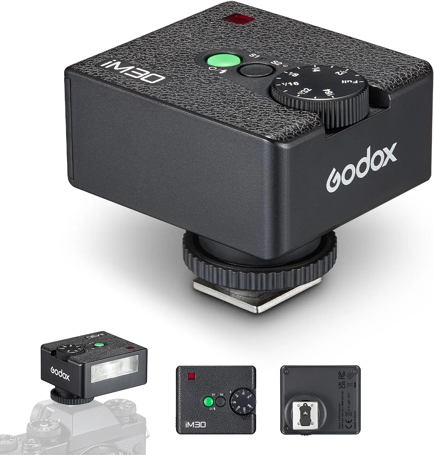 IM30 Camera Flash, Mini Camera Flash with GN15, 7 Power Levels, 230 Full-Power Pocket Mini Flashes Replaceable Battery Single-Contact Hotshoe Speedlite for Canon/Nikon/Fuji