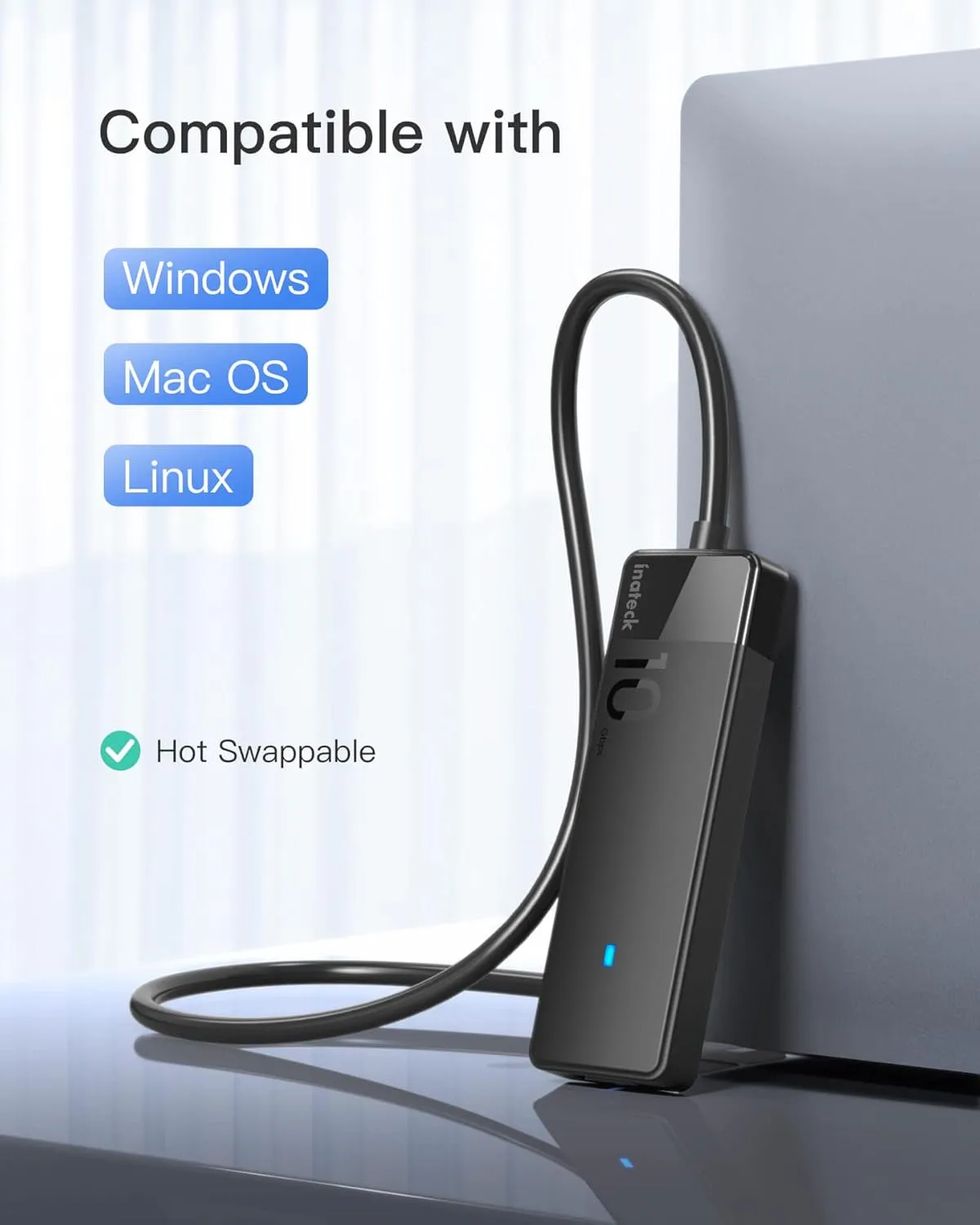 Inateck USB C Hub, USB 3.2 Gen 2 USB C Hub with 4 USB A Ports, 10Gbps, 1.6 ft Cable, Compatible with windows7/8/10/11, Linux, Mac OS HB2025C