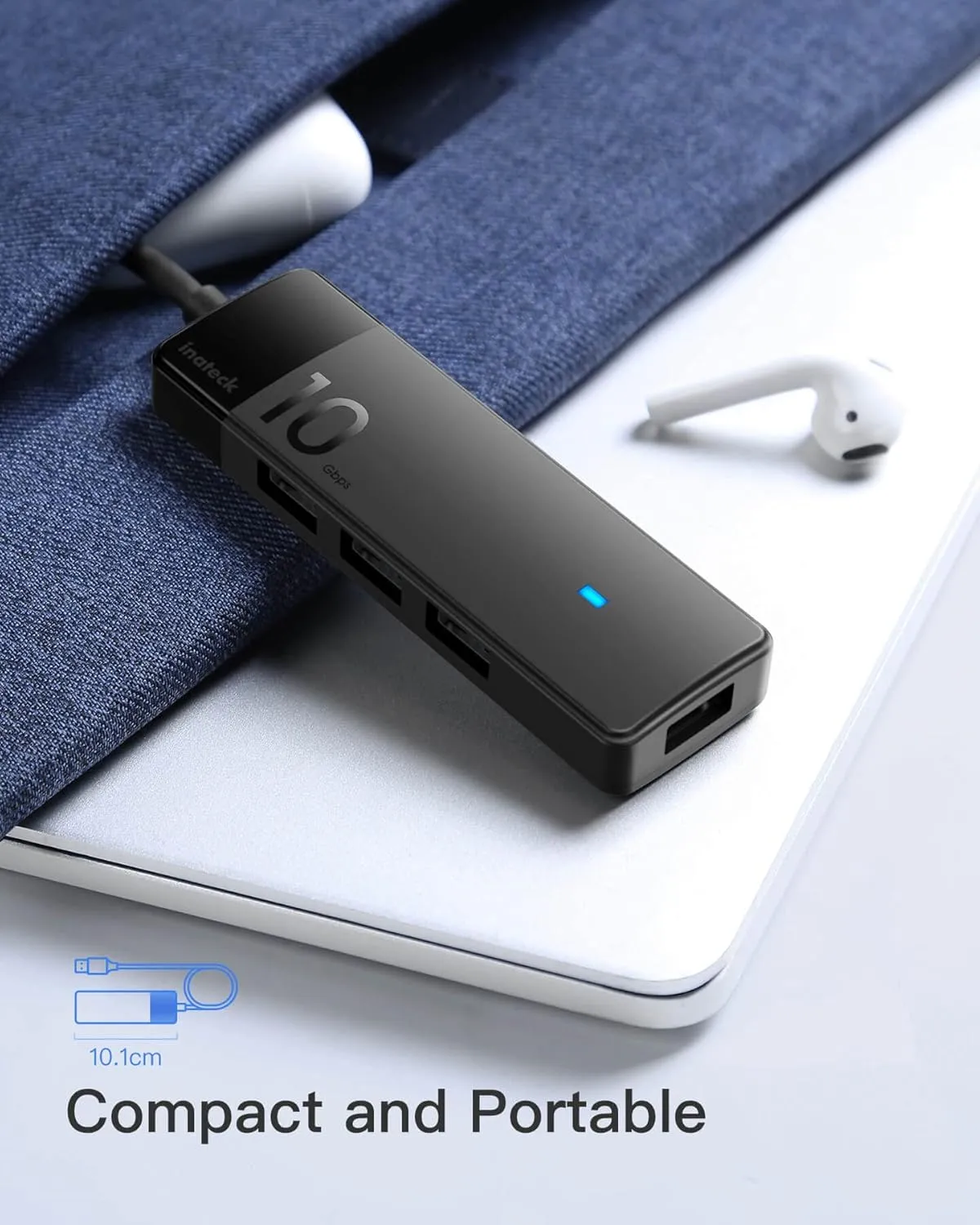 Inateck USB C Hub, USB 3.2 Gen 2 USB C Hub with 4 USB A Ports, 10Gbps, 1.6 ft Cable, Compatible with windows7/8/10/11, Linux, Mac OS HB2025C