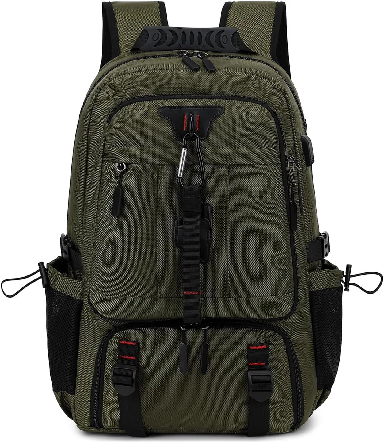 INSAVANT Travel Backpack for Mens 18.3 Inch with Laptop Sleeve and Shoe Compartment, Computer Backpacks with USB Charging Port, Durable Hiking Work Business Daypack for Women(Army Green)