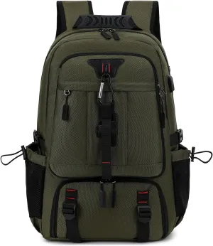 INSAVANT Travel Backpack for Mens 18.3 Inch with Laptop Sleeve and Shoe Compartment, Computer Backpacks with USB Charging Port, Durable Hiking Work Business Daypack for Women(Army Green)