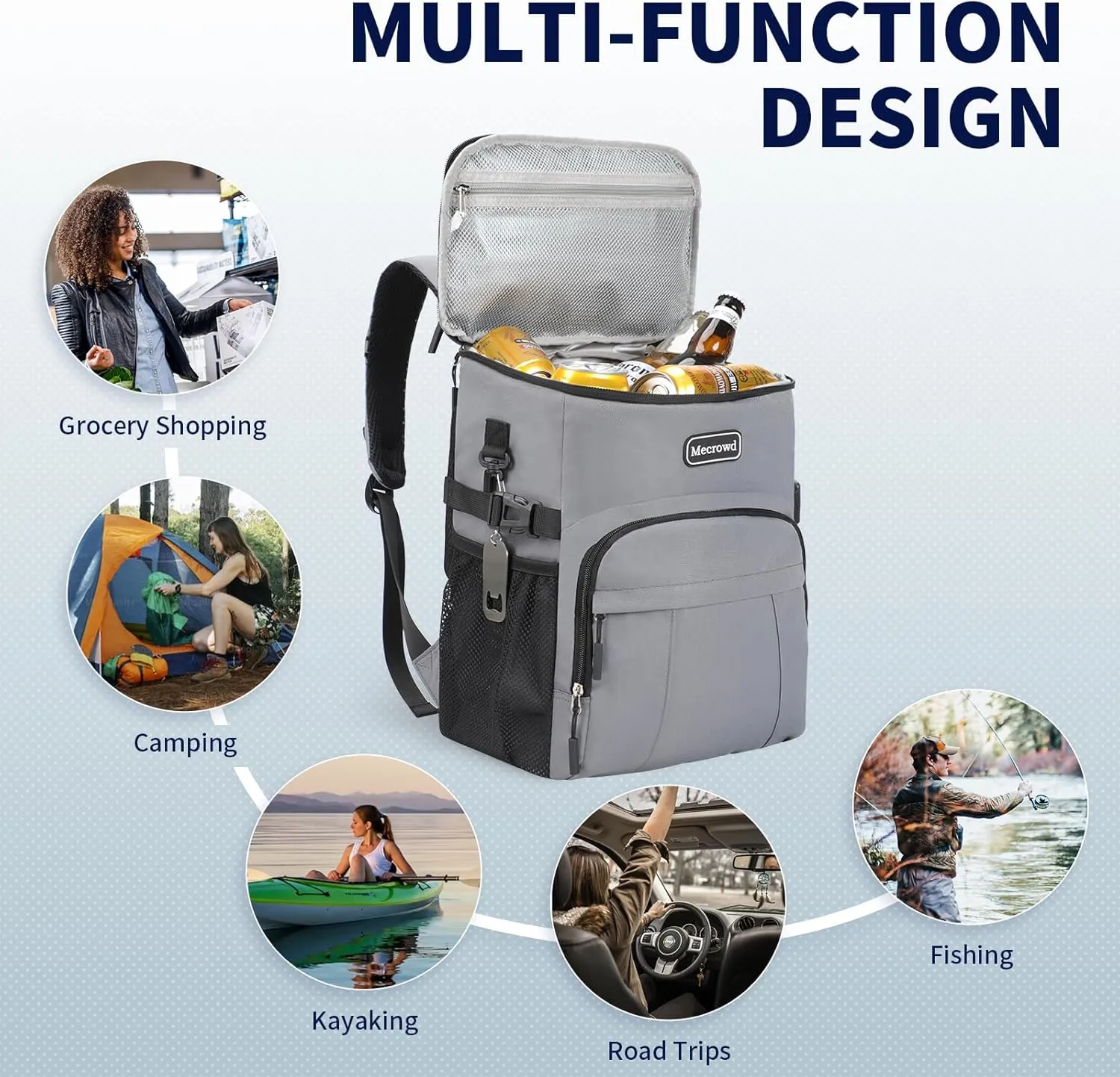 Insulated Cooler Backpack - 30 Cans, Lightweight Travel Cooler for Hiking, Camping & Beach