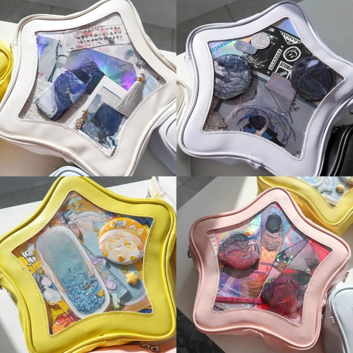 Ita Bag, Kawaii Star-Shaped Backpack – Large Capacity, Waterproof, Lightweight, Cross-body Bag (Black)