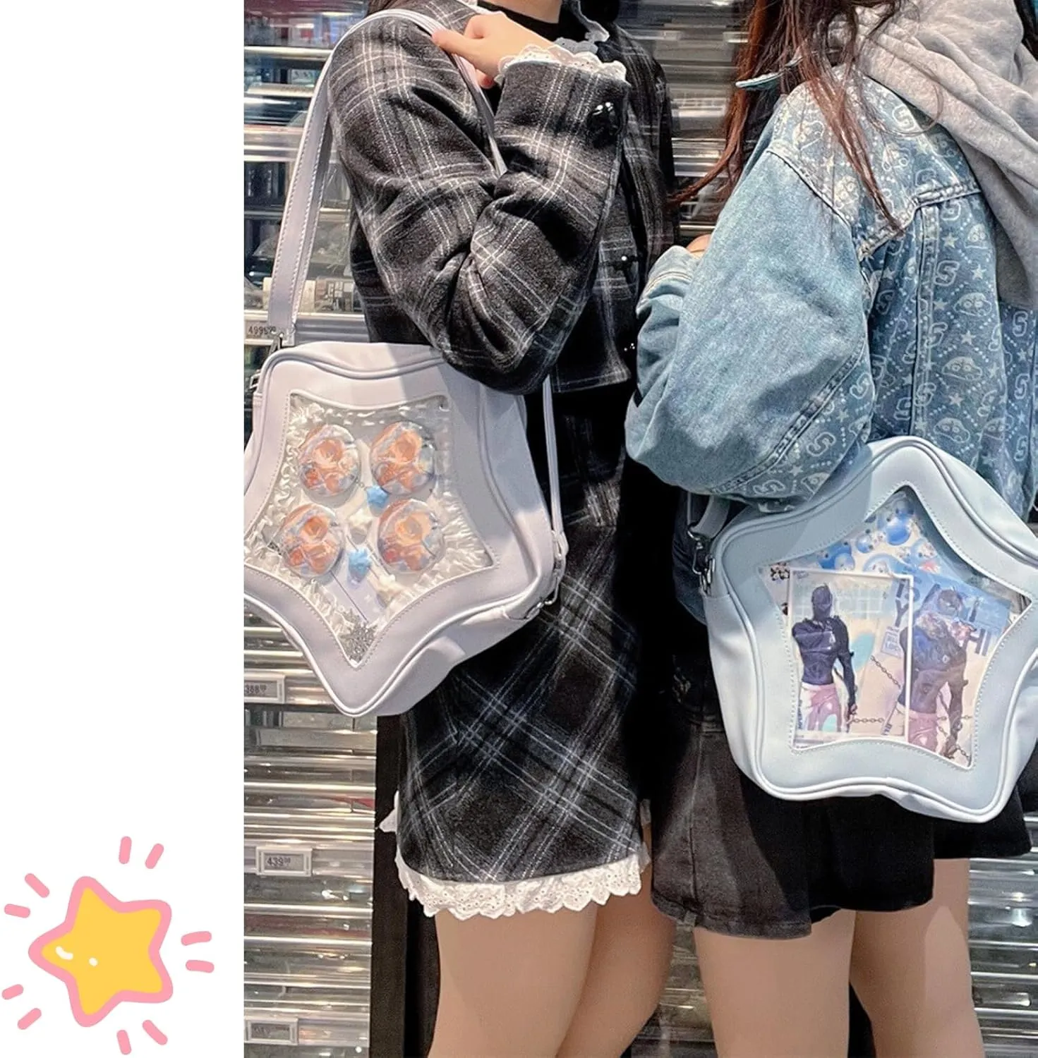 Ita Bag, Kawaii Star-Shaped Backpack – Large Capacity, Waterproof, Lightweight, Cross-body Bag (Black)