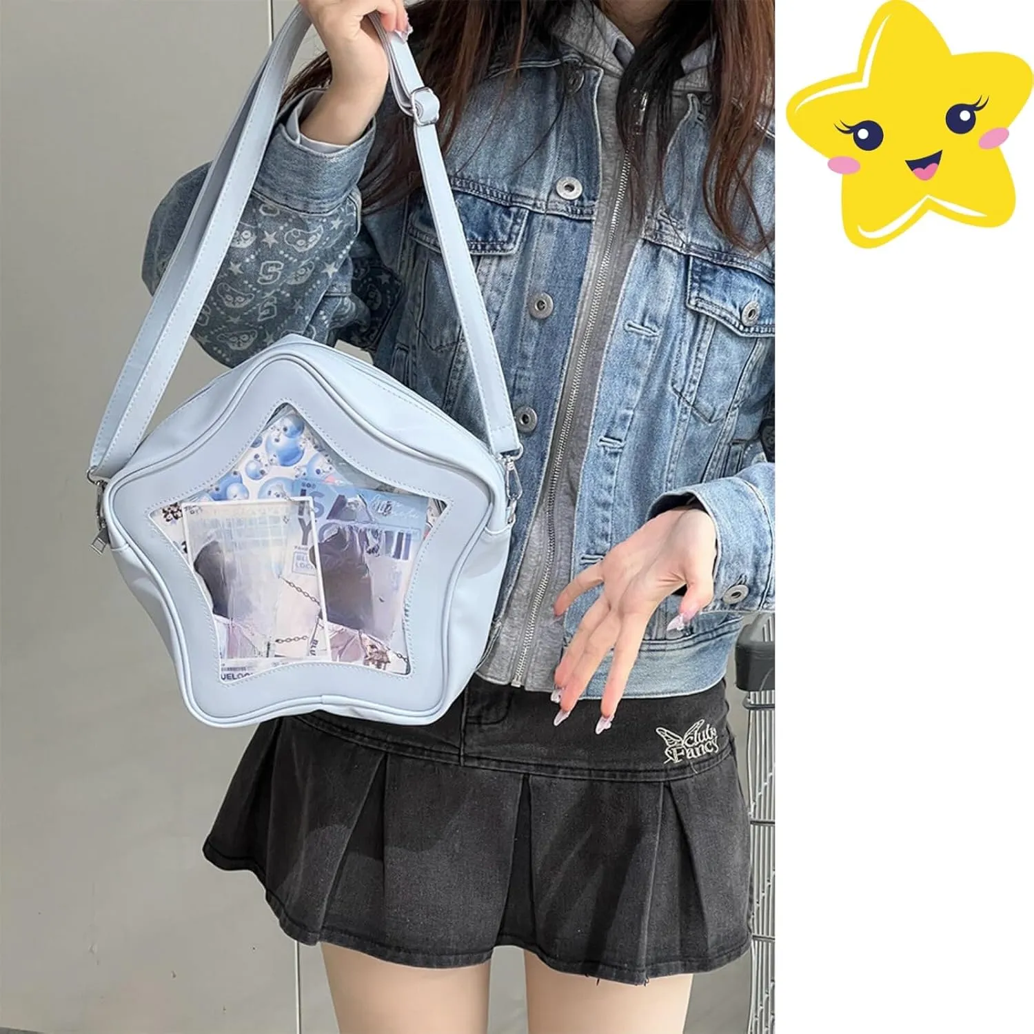 Ita Bag, Kawaii Star-Shaped Backpack – Large Capacity, Waterproof, Lightweight, Cross-body Bag (Black)