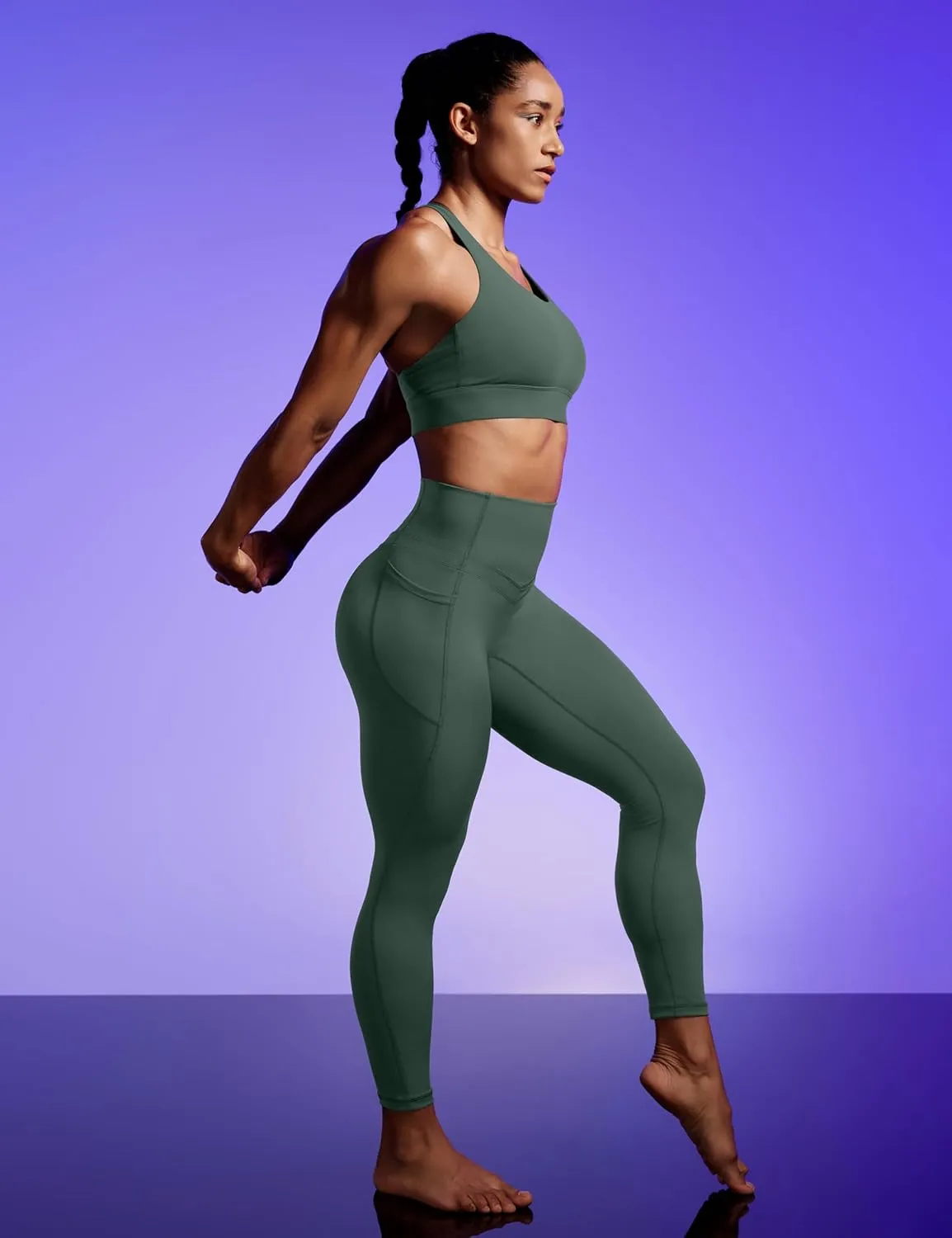 IUGA Compression Leggings with Pockets for Women Tummy Control Leggings No Front Seam Workout High Waist Yoga Pants