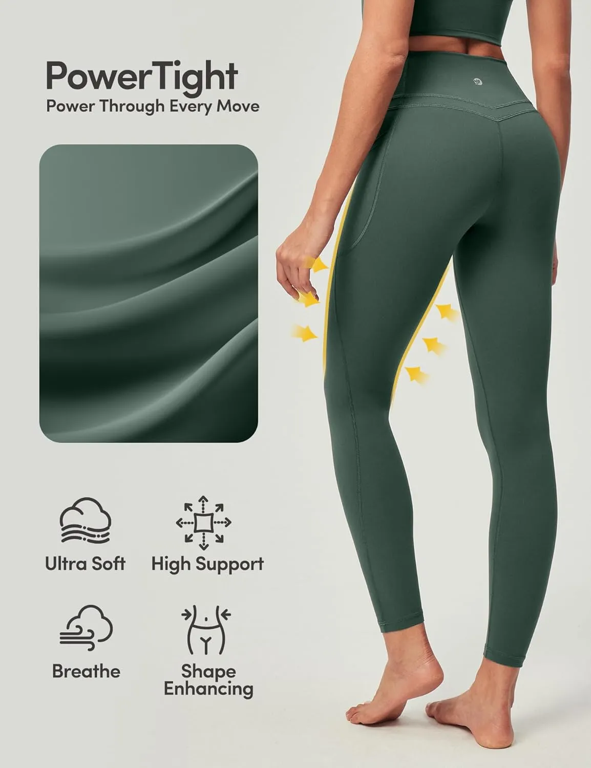 IUGA Compression Leggings with Pockets for Women Tummy Control Leggings No Front Seam Workout High Waist Yoga Pants