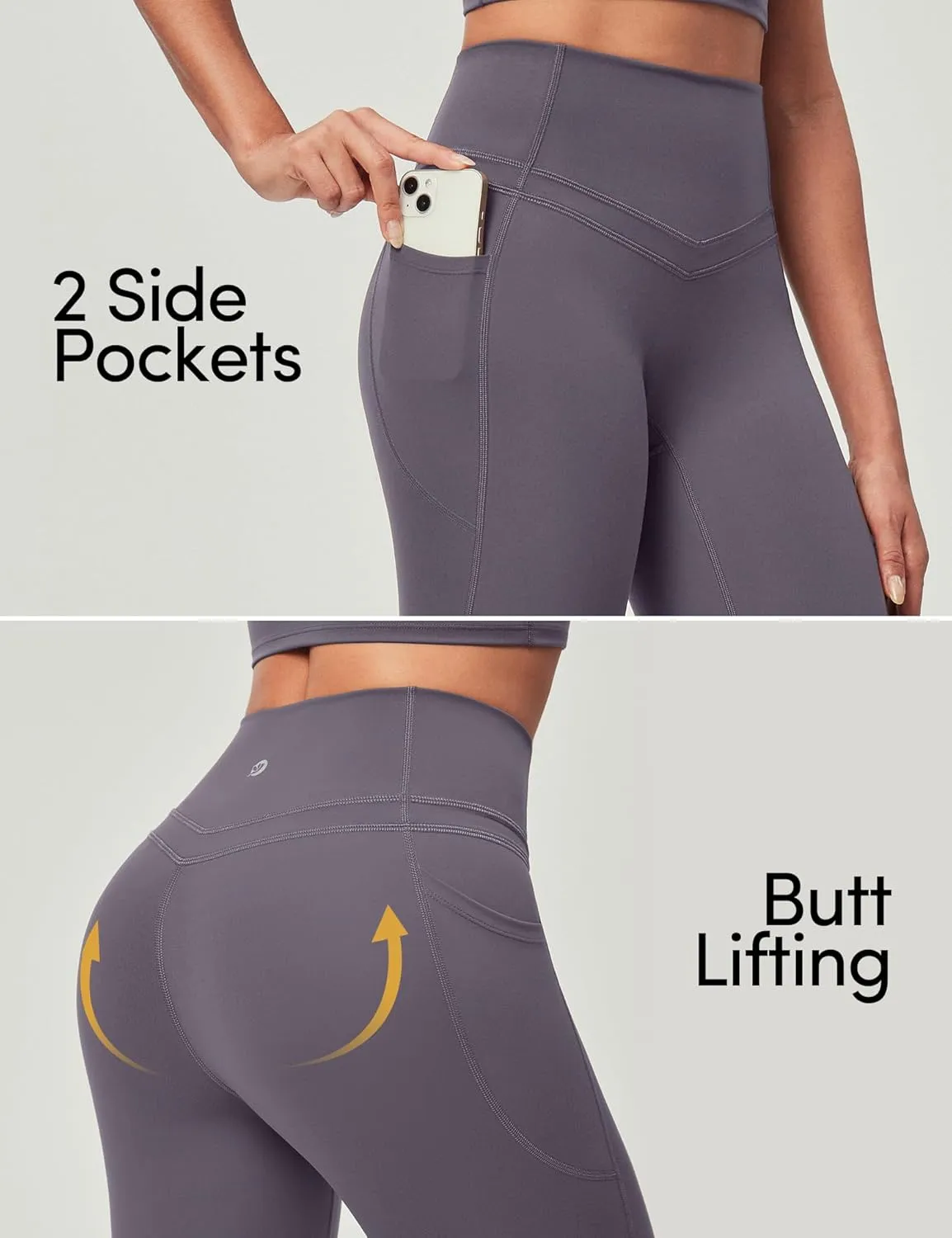 IUGA Compression Leggings with Pockets for Women Tummy Control Leggings No Front Seam Workout High Waist Yoga Pants