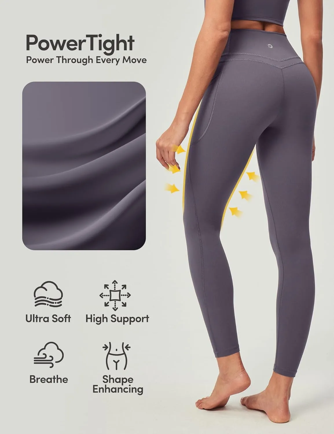 IUGA Compression Leggings with Pockets for Women Tummy Control Leggings No Front Seam Workout High Waist Yoga Pants