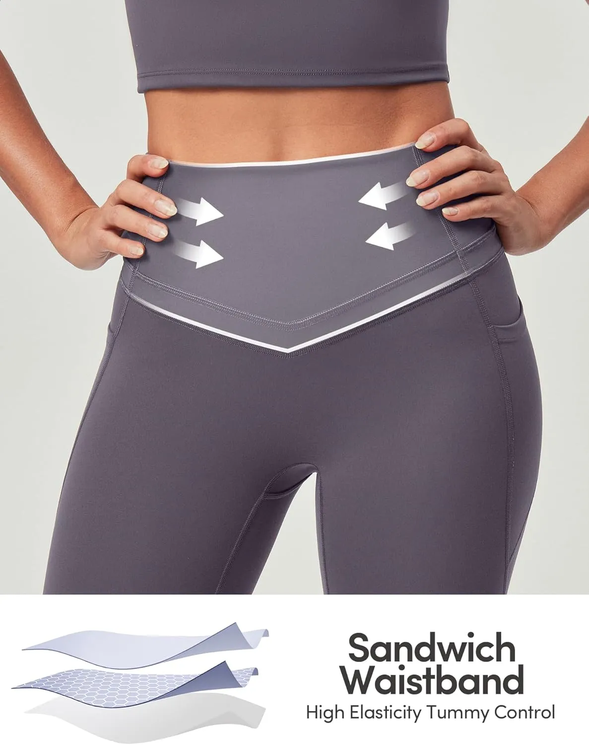 IUGA Compression Leggings with Pockets for Women Tummy Control Leggings No Front Seam Workout High Waist Yoga Pants