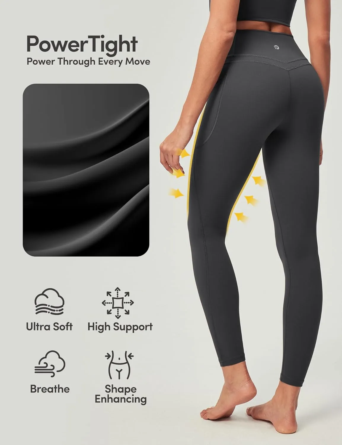 IUGA Compression Leggings with Pockets for Women Tummy Control Leggings No Front Seam Workout High Waist Yoga Pants