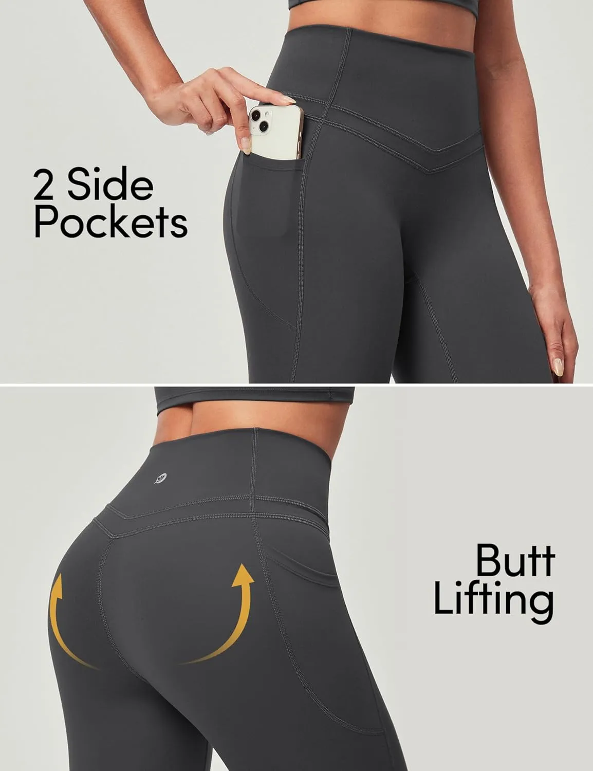 IUGA Compression Leggings with Pockets for Women Tummy Control Leggings No Front Seam Workout High Waist Yoga Pants