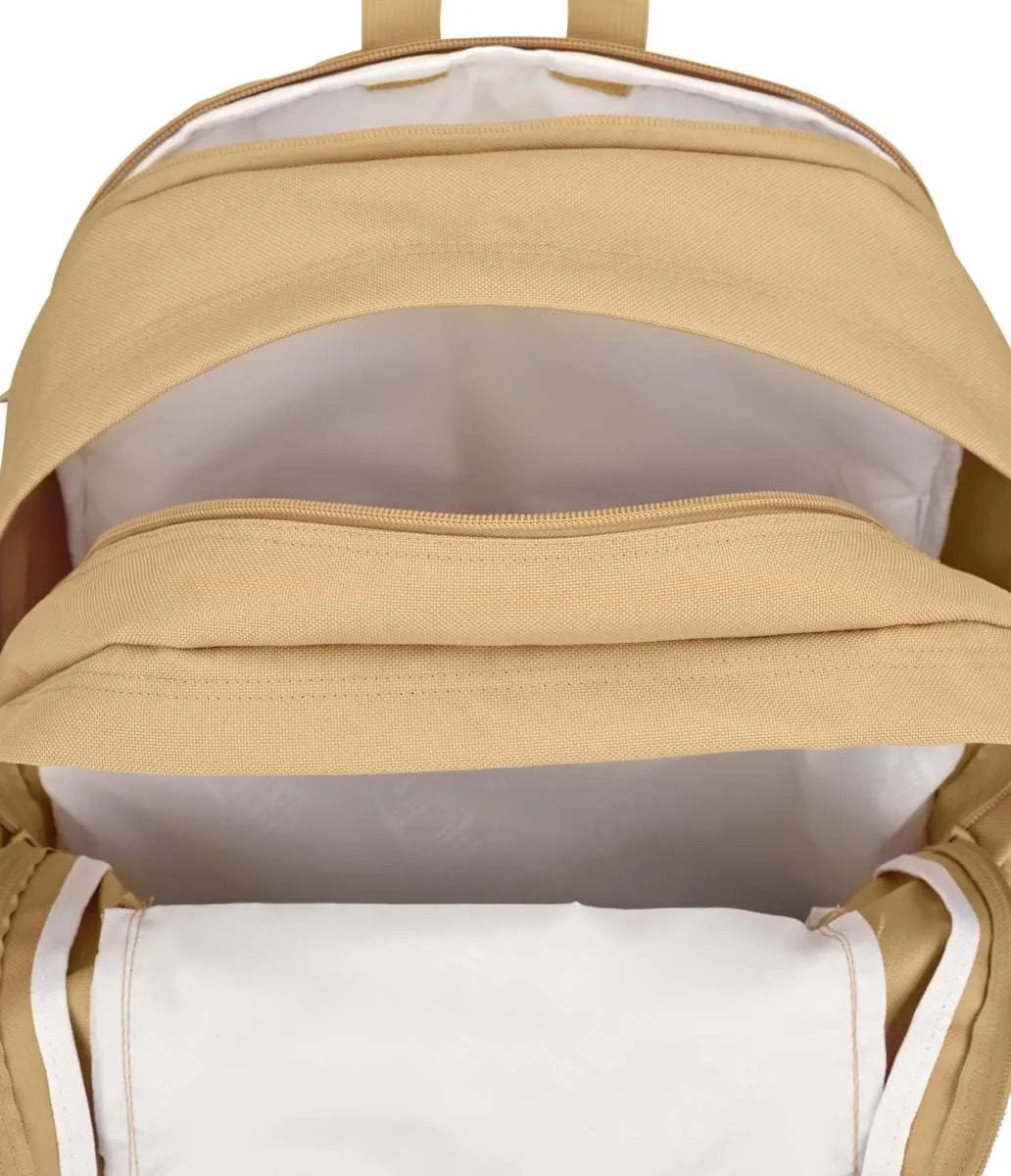JanSport Main Campus FX Backpack - Travel or Work Bag w 15-Inch Laptop Pack with Leather Trim, Curry